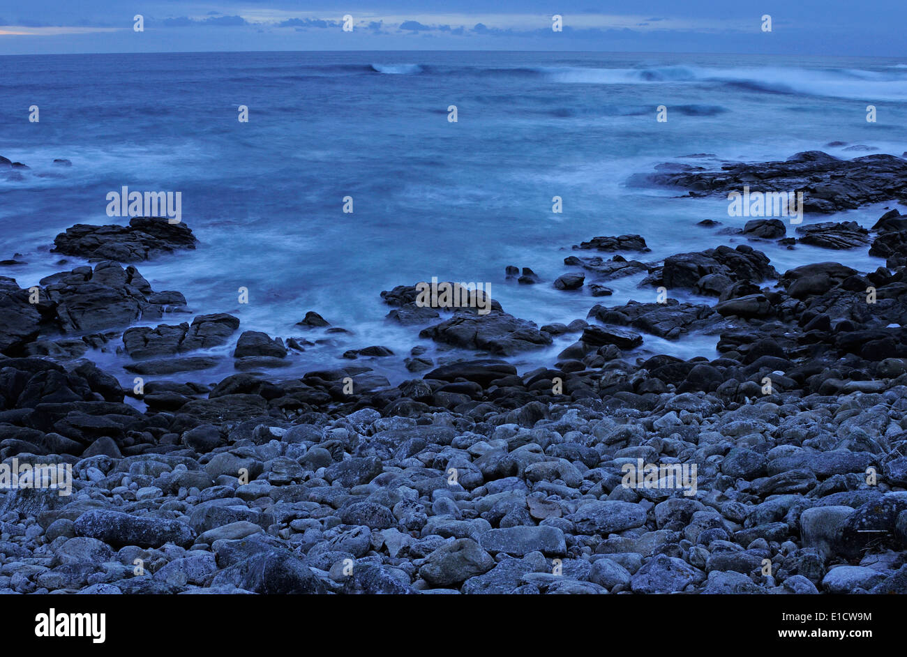 Coastal seascape in As Marinas, Oia, Pontevedra, Galicia, Spain. Stock Photo