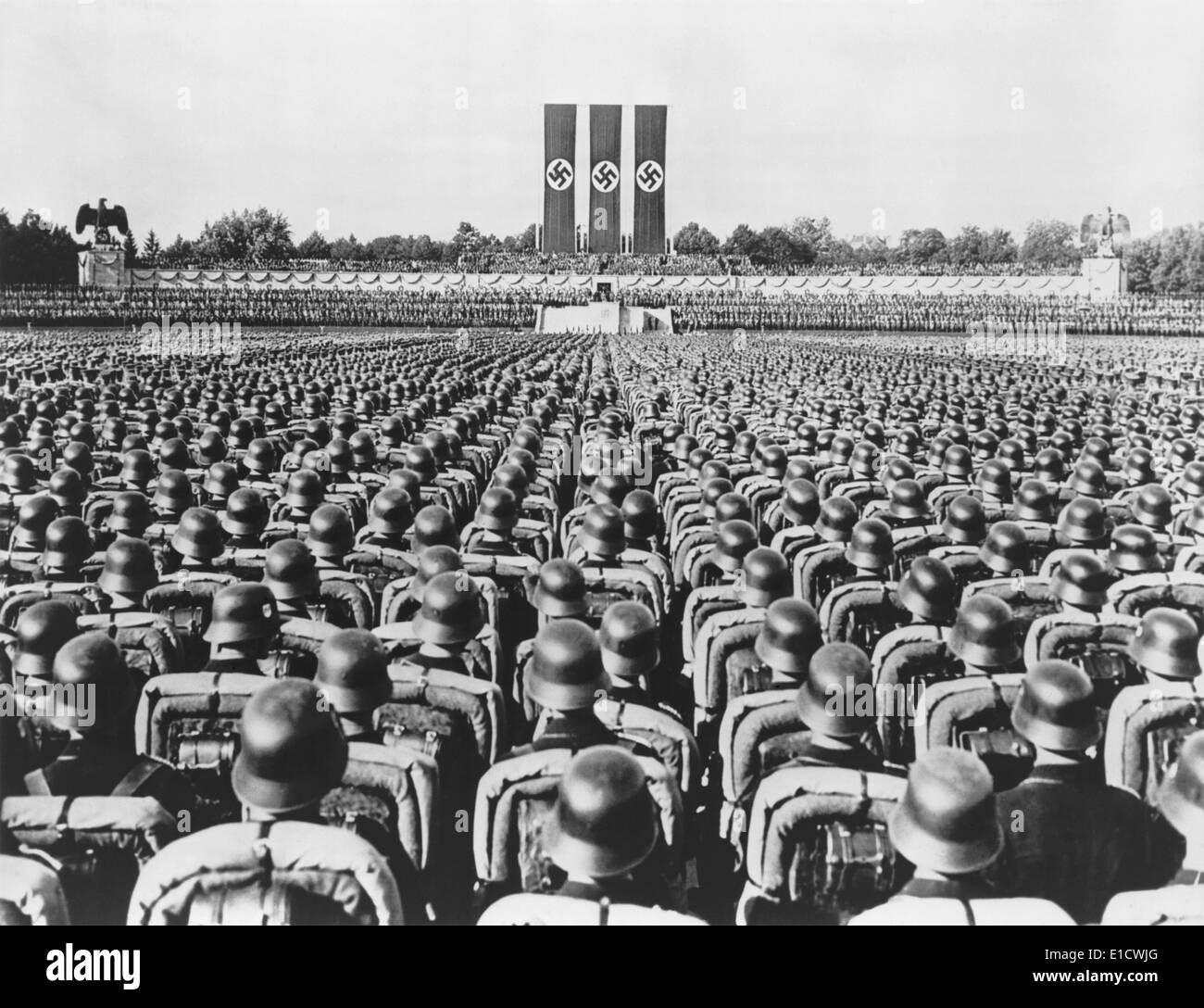 Nazi German Soldiers at the 1936 Nuremberg Rally, September 1936. (BSLOC_2014_7_6) Stock Photo