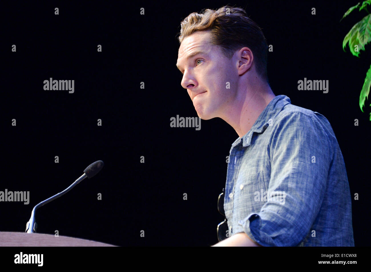 Hay Festival 2014, Hay on Wye, Wales, UK. 31st May 2014. Television star actor BENEDICT CUMBERBATCH appearing onstage on the penultimate day of the 2014 Daily Telegraph Hay Literature Festival, Wales UK Credit:  keith morris/Alamy Live News Stock Photo