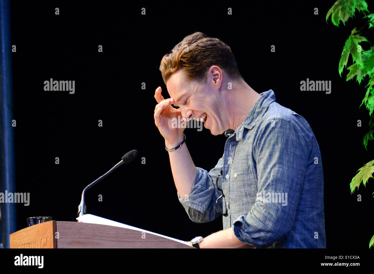 Hay Festival 2014, Hay on Wye, Wales, UK. 31st May 2014. Television star actor BENEDICT CUMBERBATCH appearing onstage on the penultimate day of the 2014 Daily Telegraph Hay Literature Festival, Wales UK Credit:  keith morris/Alamy Live News Stock Photo