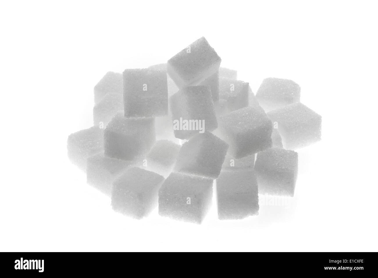 Many pieces of sugar to sweeten it isolated on a white background Stock Photo
