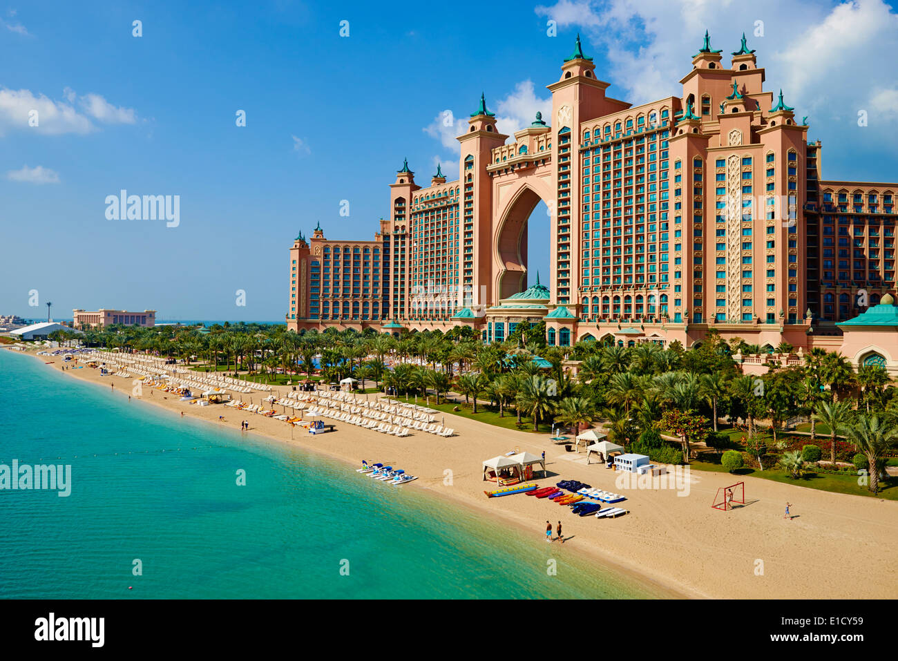 United Arab Emirates, Dubai, Marina Dubai, the Palm Jumeirah, Atlantis hotel Stock Photo