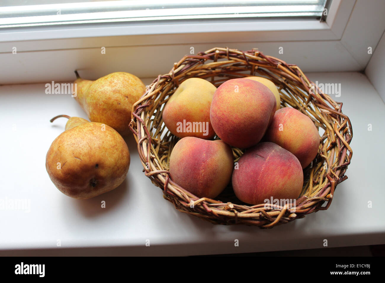 appetizing healthy light dessert from fresh fruits yellow sweet pears