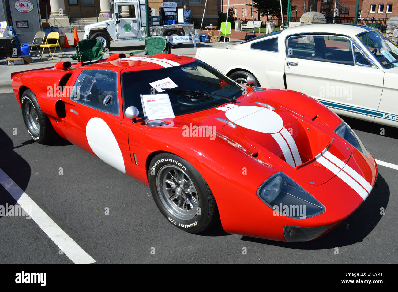 A Ford GT-40 on display at a car show. Stock Photo