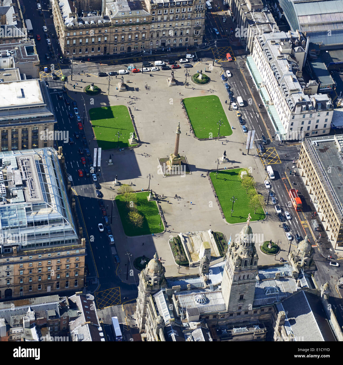 George Square, Glasgow City Centre from the air, Central Scotland, UK Stock Photo