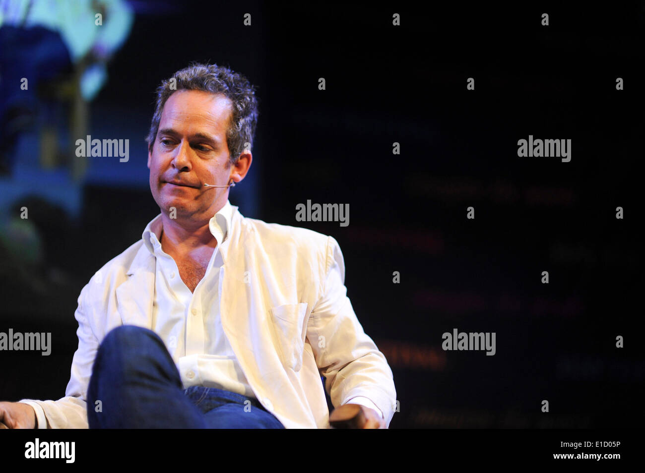 The Hay Festival 2014. Hay on Wye, Wales, UK. 31st May 2014. TOM HOLLANDER (actor), who pays the Rev Adam Smallbone in the hit comedy REV, on the penultimate day of the 2014 Daily Telegraph Hay Literature Festival, Wales UK Credit:  keith morris/Alamy Live News Stock Photo