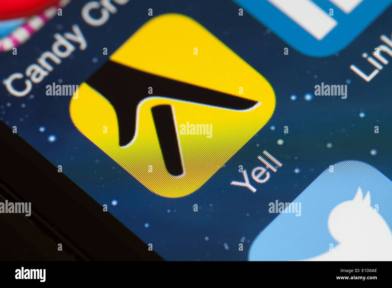 yell app icon on mobile phone. Stock Photo