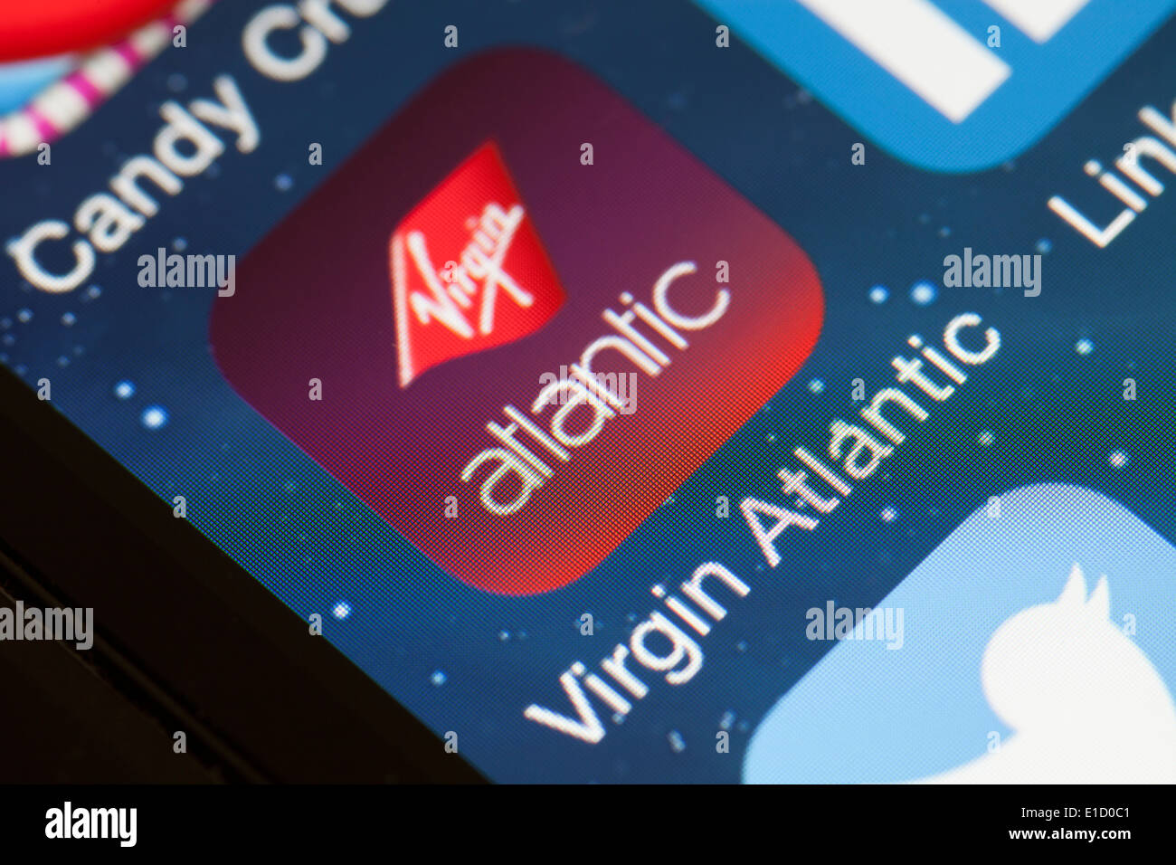 Virgin Atlantic app icon on mobile phone. Stock Photo