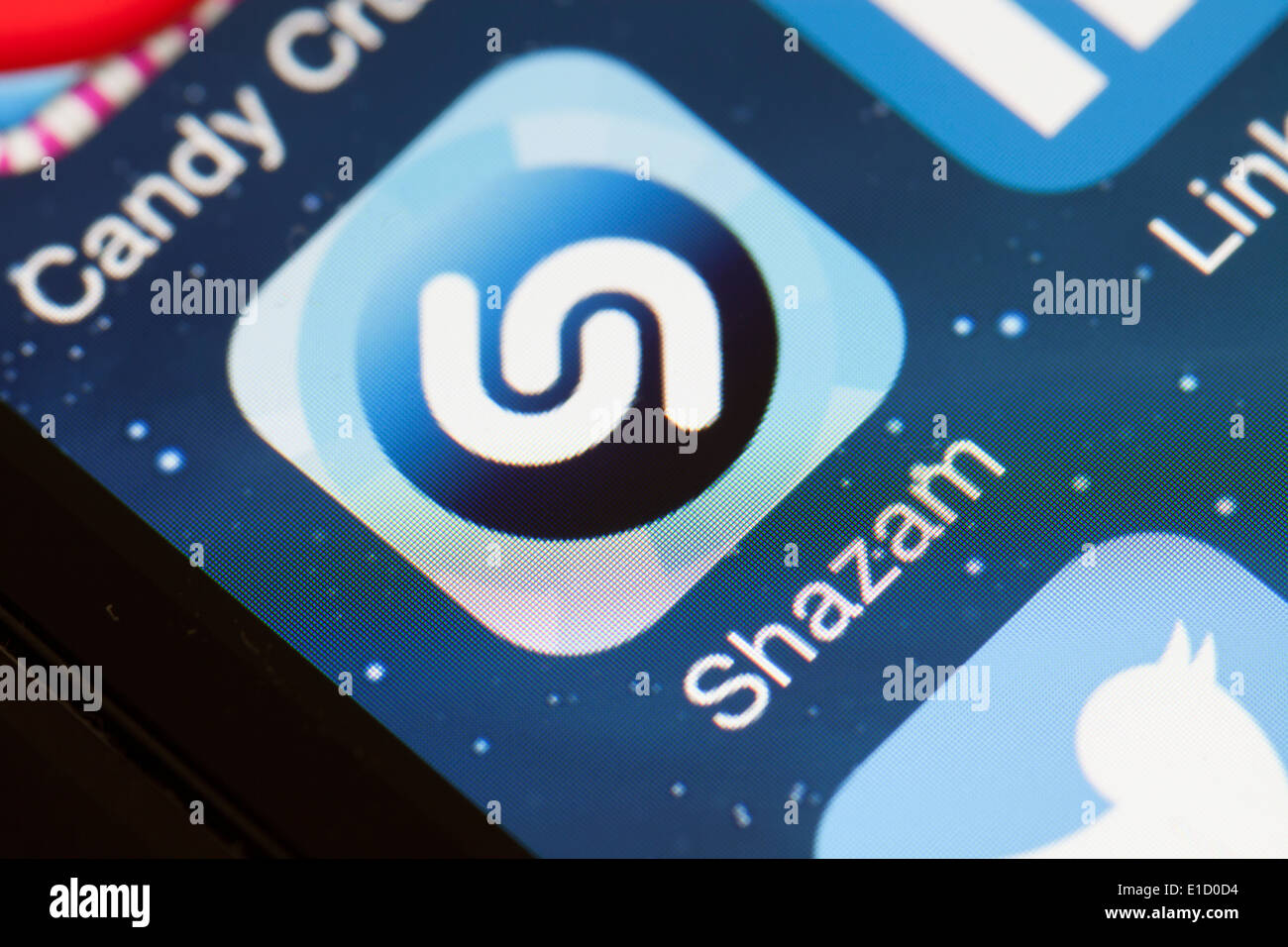 Shazam App Icon On Mobile Phone Stock Photo Alamy