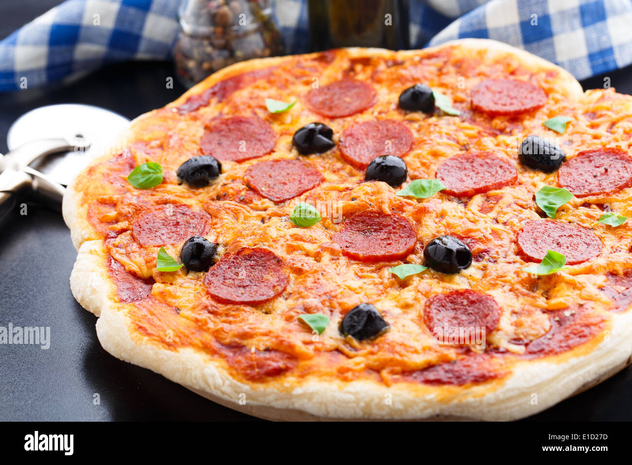 Delicious pepperoni pizza Stock Photo Alamy