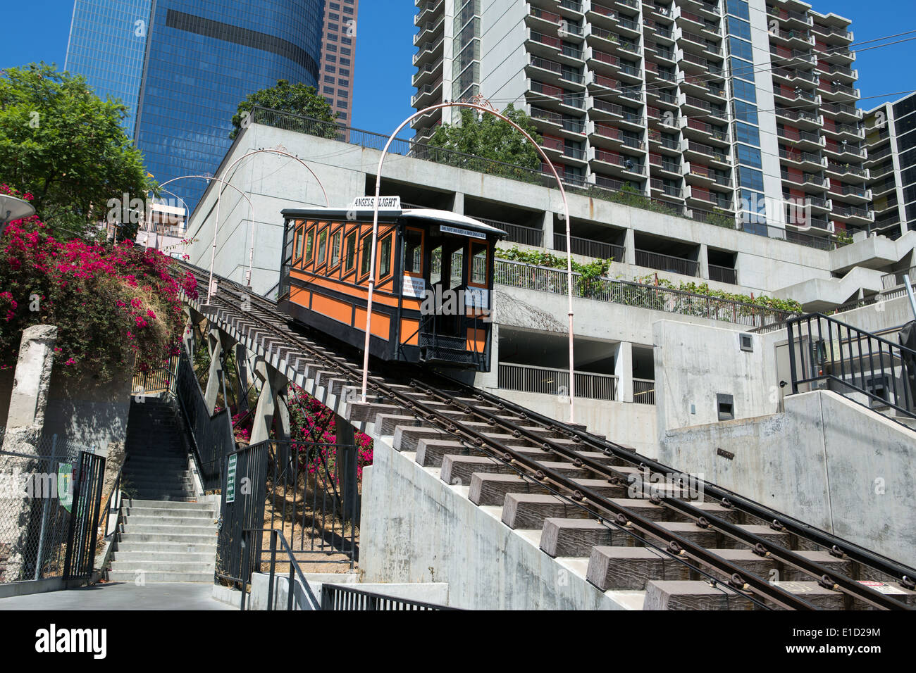 Angels Flight funicular at downtown Los Angeles Stock Photo