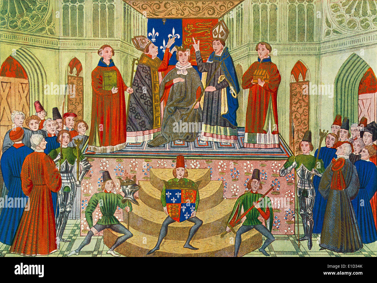 The coronation of Henry IV, Westminster Abbey, London, England in 1399. Henry IV aka Henry Bolingbroke,1367 – 1413.  King of England Stock Photo