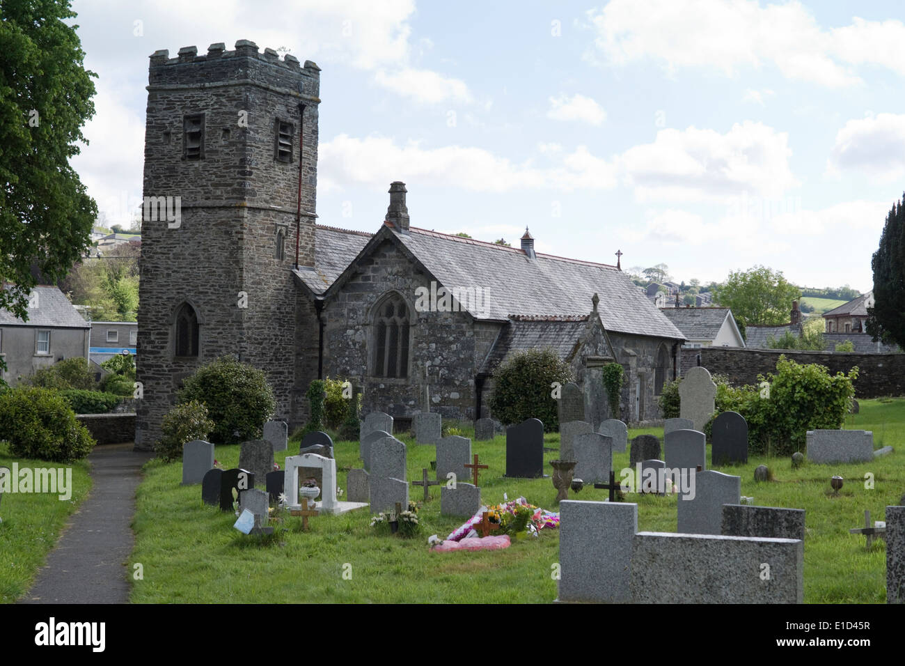 Launceston a small town in East Cornwall, the home of the Poet Charles Causley. St Thomas church Stock Photo