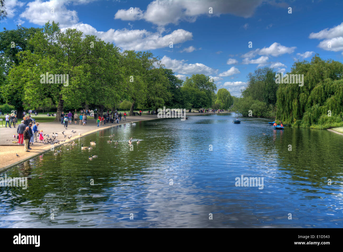 HDR image of the boating lake in Regents Park London, England Stock Photo