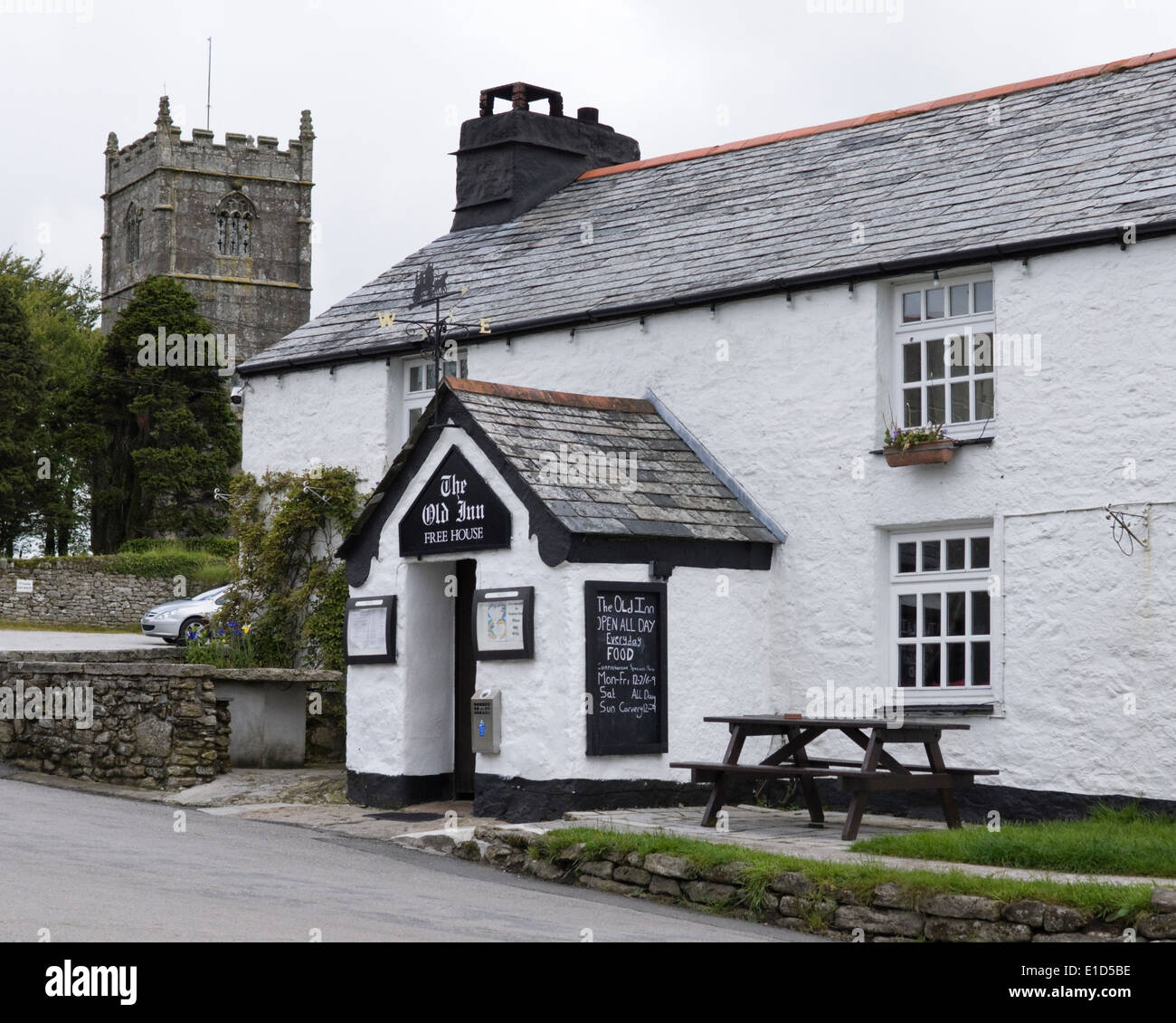 St Brewards is a small village community on Bodmin Moor Cornwall England  The Old Inn Pub Stock Photo