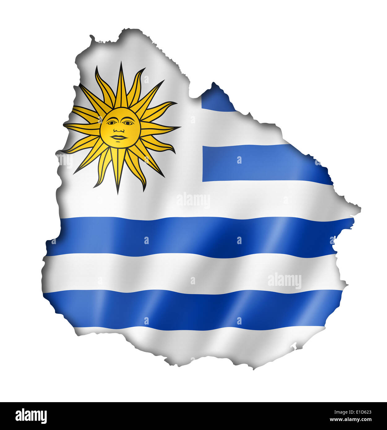uruguay-flag-map-three-dimensional-render-isolated-on-white-stock