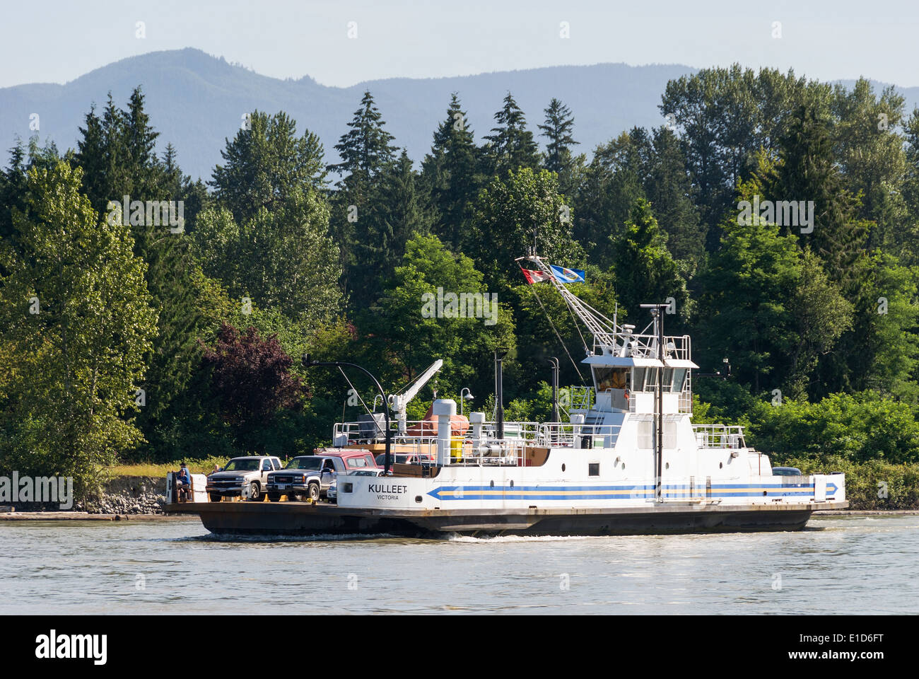 Elk203-1412 Canada, British Columbia, Fort Langley, Fraser River, ferry Stock Photo