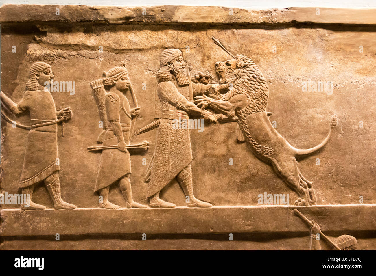 Lion hunt from Nineveh North Palace, British Museum, London,  UK. Stock Photo