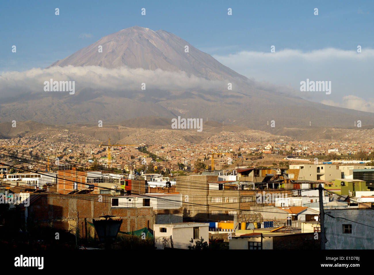 El Misti, a volcano, overlooks the city of Arequipa, the second biggest
