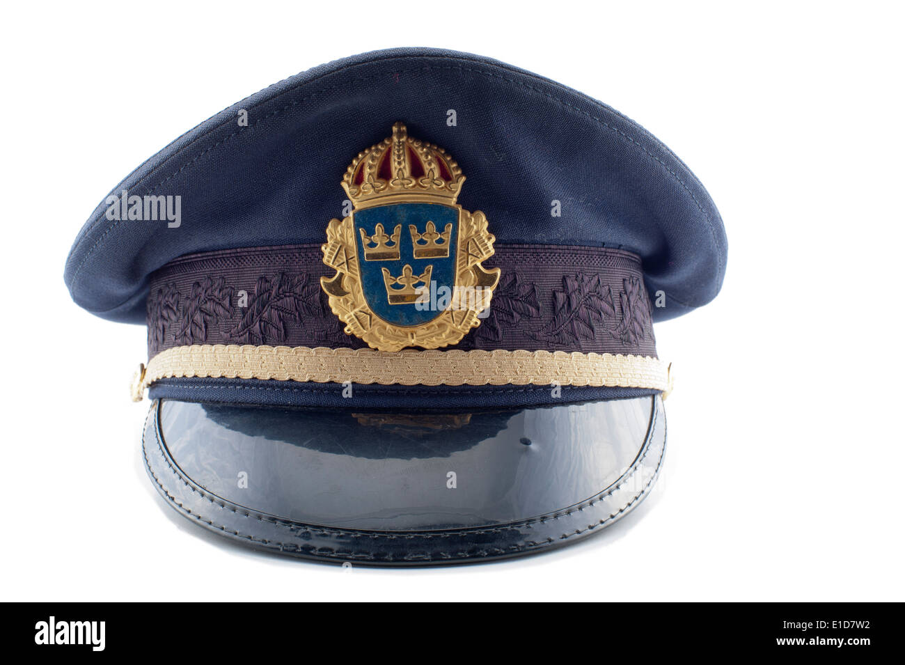 a police hat against white background Stock Photo