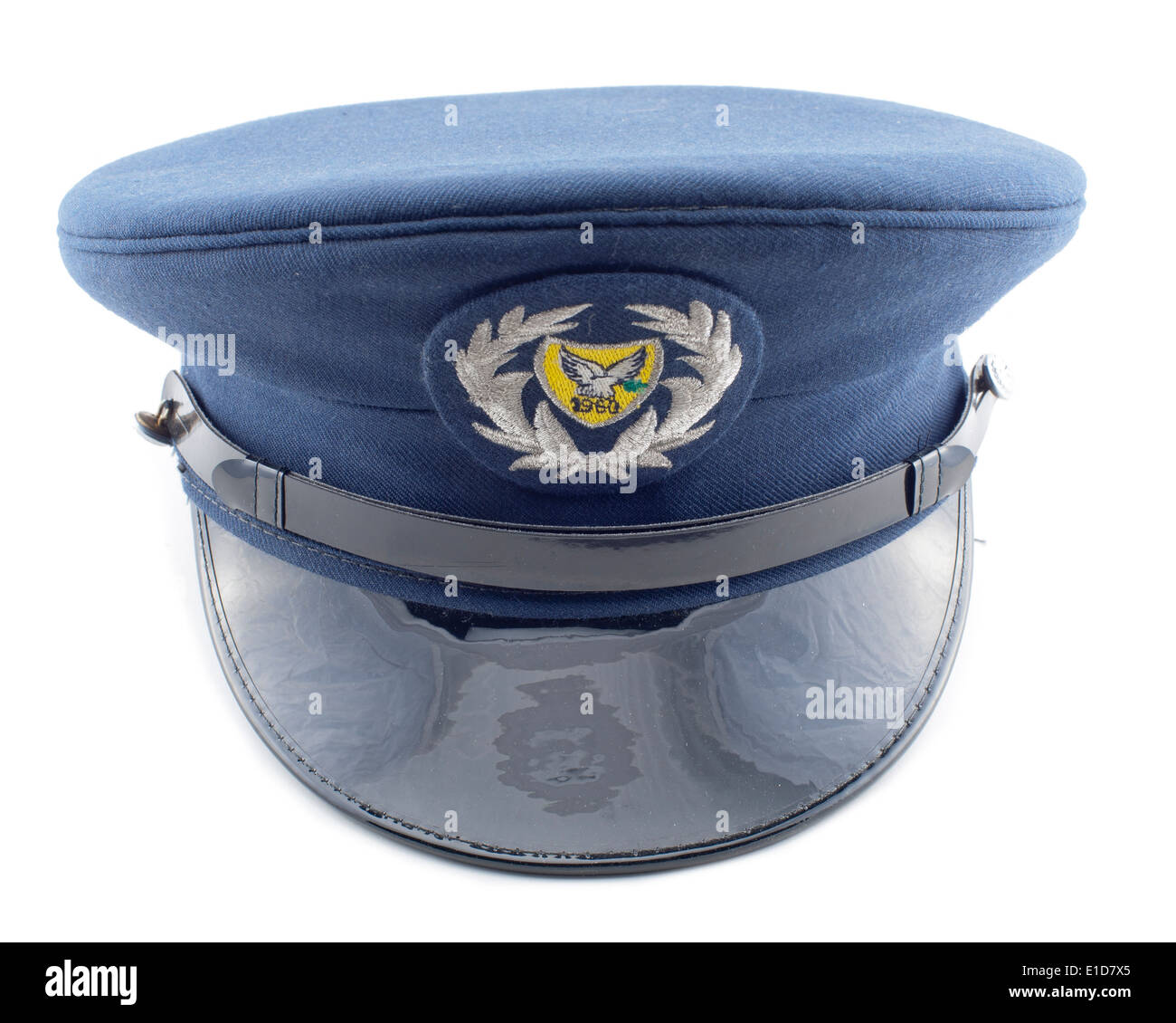 a police hat against white background Stock Photo