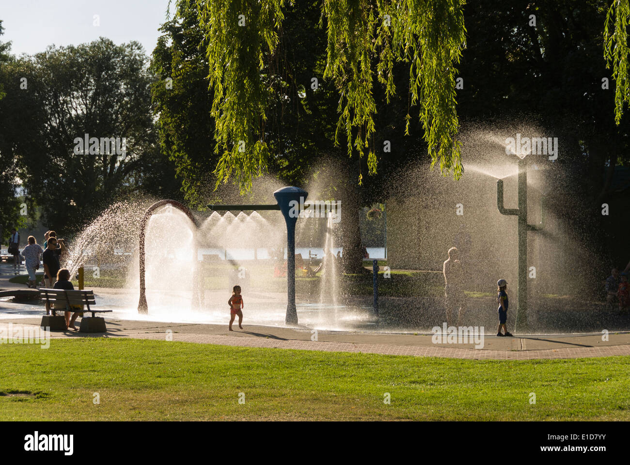 Elk203-1653 Canada, British Columbia, Kamloops, fountain Stock Photo