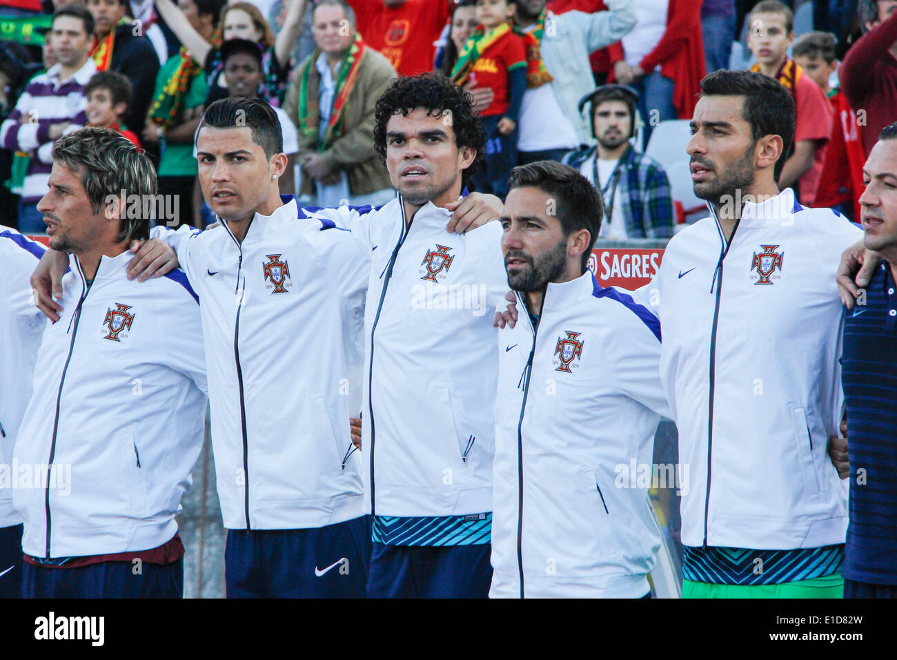 Lisbon, Porrtugal. 31st May, 2014. Cristiano Ronaldo and Pepe (center) from Portugal, are injured and don't play today, during preparatory friendly match for the World Cup at the National Stadium in Lisbon, Portugal, Saturday, May 31, 2014. Credit:  Leonardo Mota/Alamy Live News Stock Photo