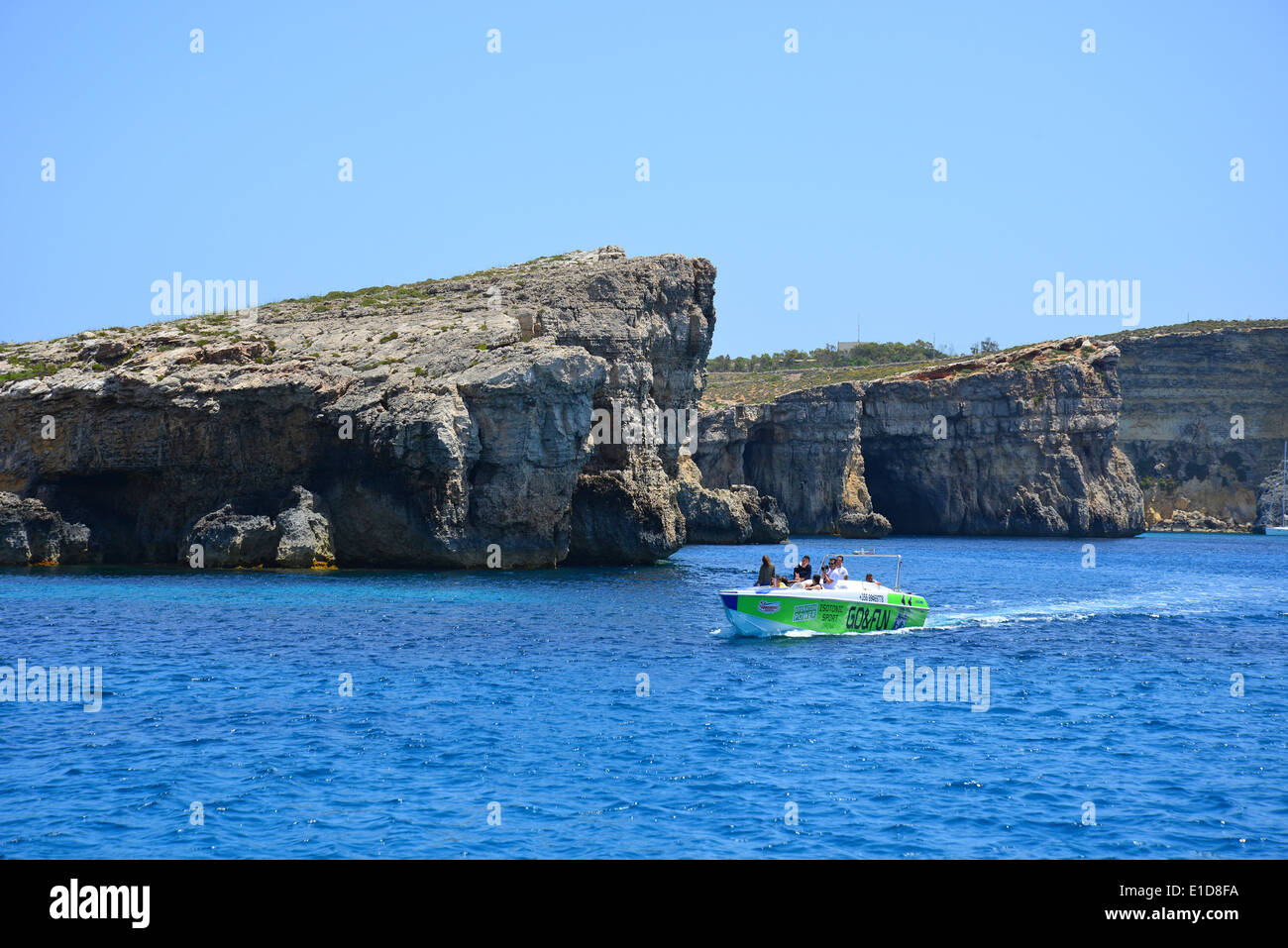 The Blue Lagoon caves, Comino (Kemmuna), Gozo and Comino District, Gozo Region, Republic of Malta Stock Photo