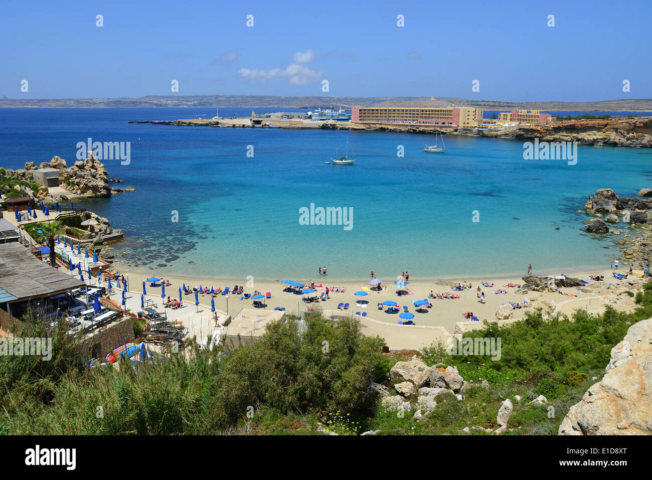 Beach view, Paradise Bay, Northern District, Malta Majjistral Region, Republic of Malta Stock Photo