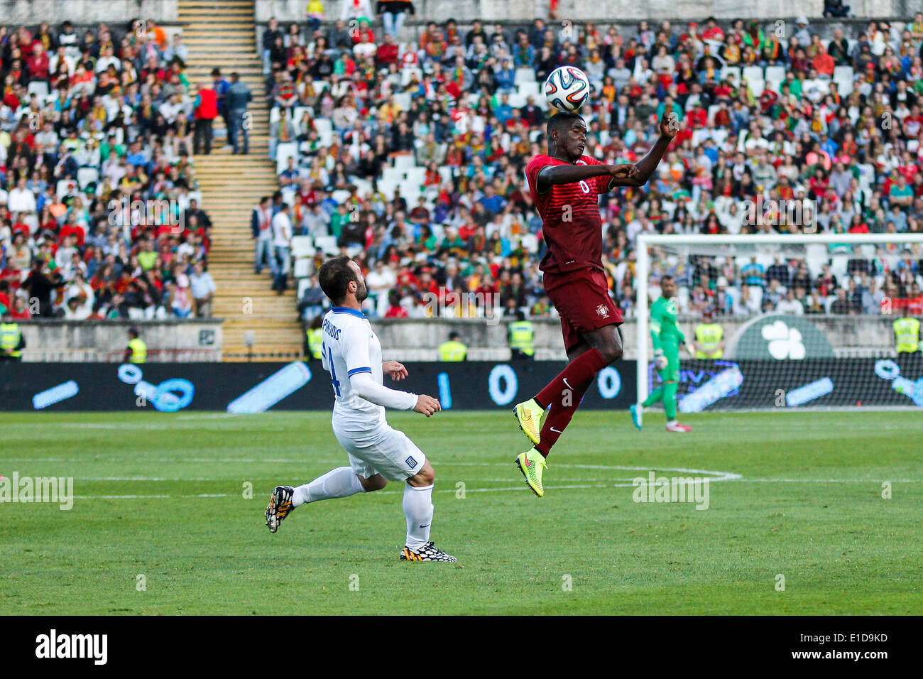 Lisbon, Porrtugal. 31st May, 2014. Portugal midfielder William Carvalho (6) heads the ball, during preparatory friendly match for the World Cup at the National Stadium in Lisbon, Portugal, Saturday, May 31, 2014. Credit:  Leonardo Mota/Alamy Live News Stock Photo