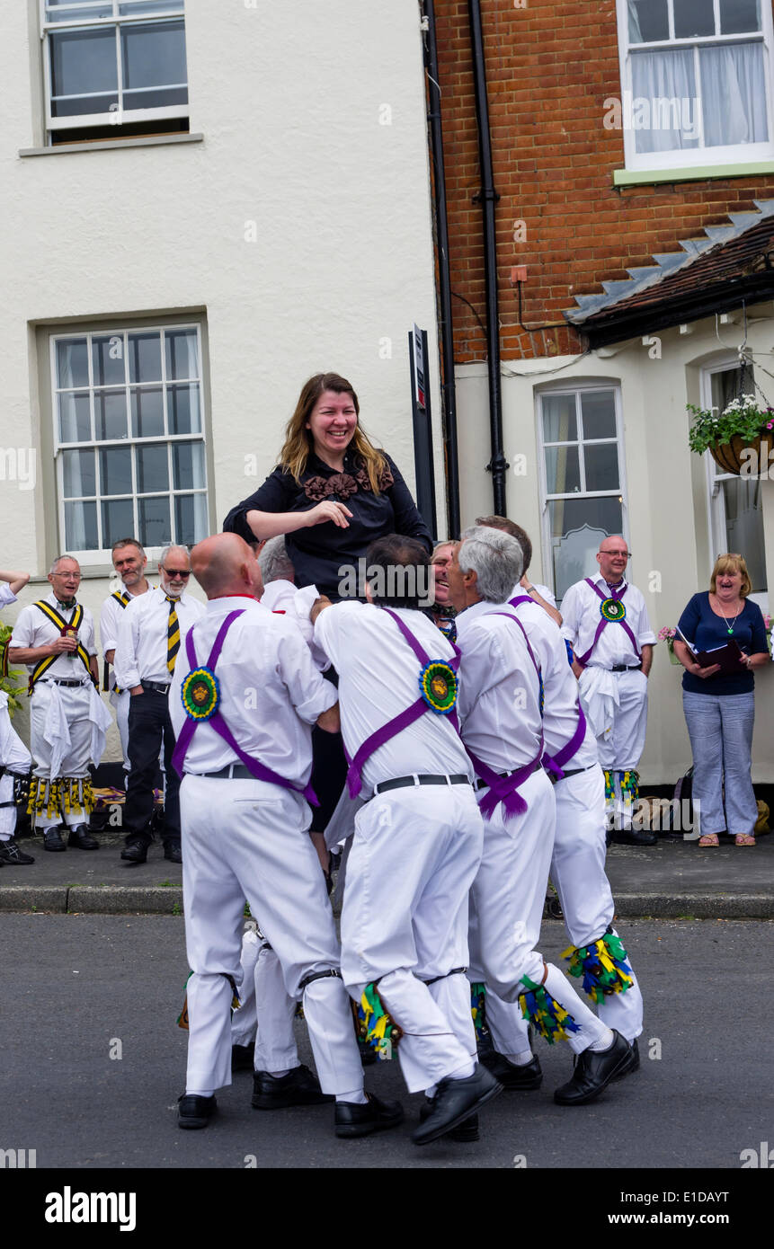 In this picture several morris men who were dancing in front of the