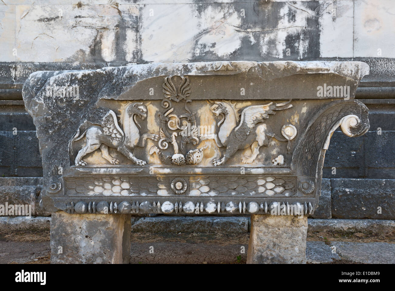 Detail of architrave in the cella, Didyma, Turkey 140415 60629 Stock Photo