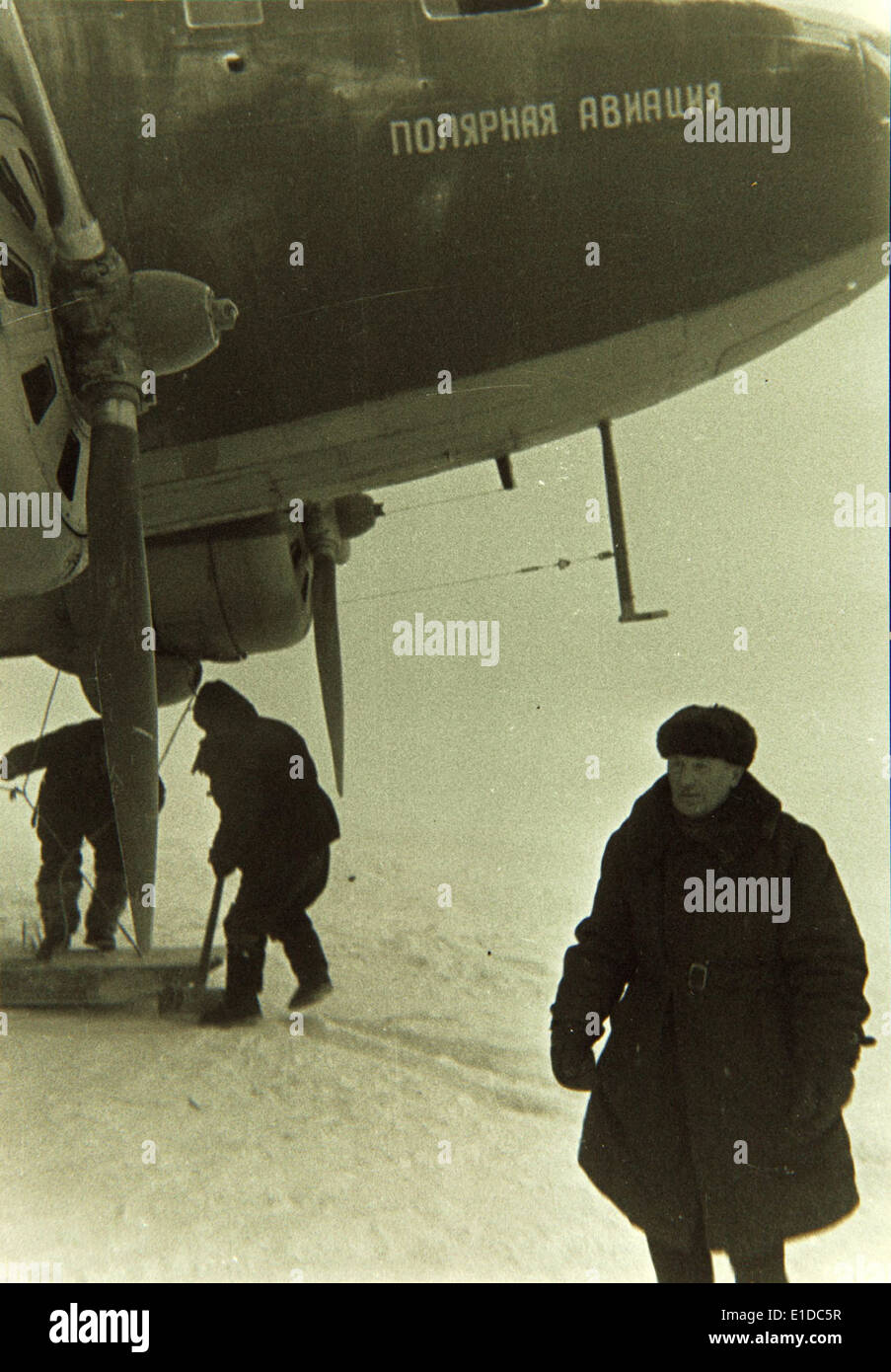 The Lisunov Li-2, a Soviet derivative of the American DC-3, was a prominent transport aircraft used in the post-World War II era. It was primarily used for cargo and passenger transport by various Soviet airlines and military forces, demonstrating the global influence of the DC-3 design. Stock Photo