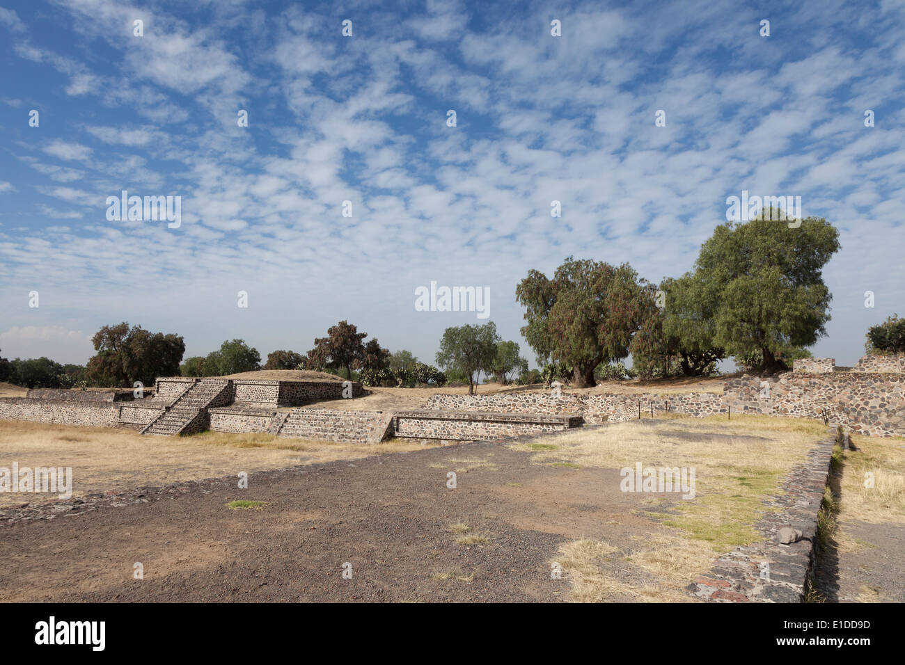View along the Avenue of the Dead in Teotihuacan - San Juan Teotihuacán, State of Mexico, Mexico Stock Photo