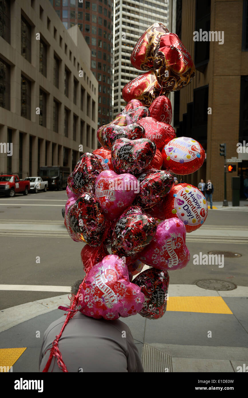 valentines day balloons san francisco california Stock Photo