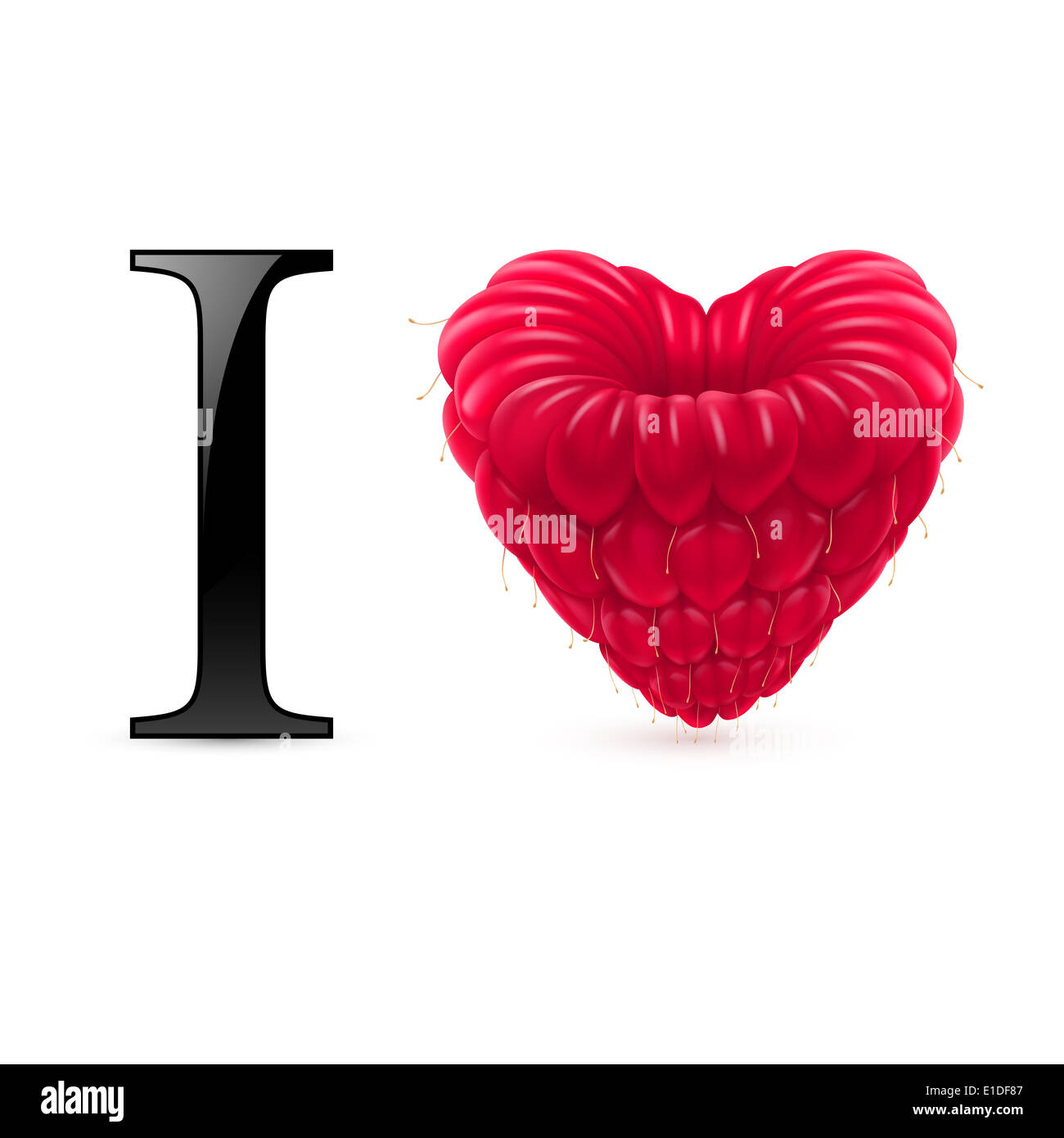 I love raspberry. Message with heart-shaped berry Stock Photo - Alamy