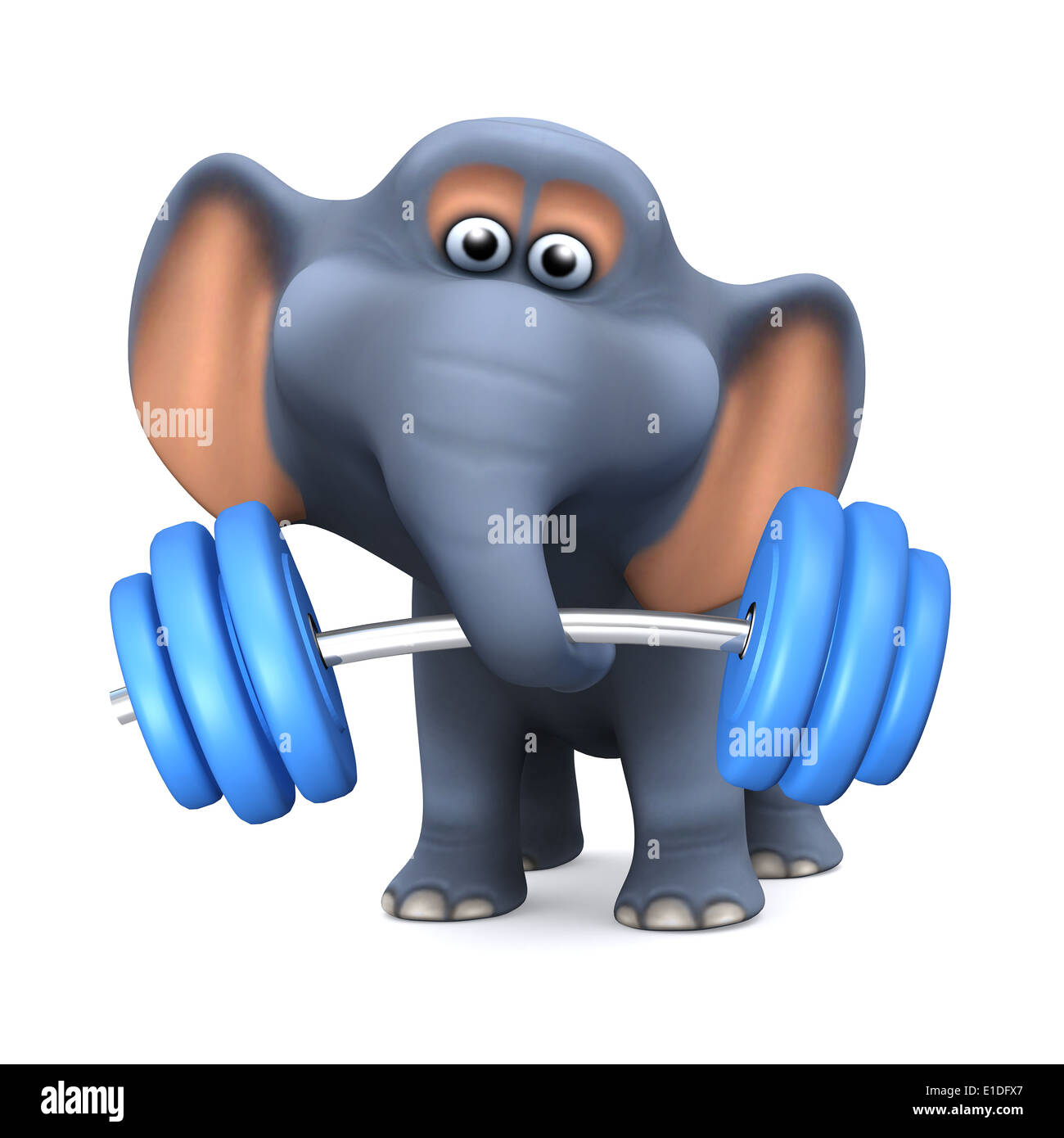 3d Cartoon elephant lifting weights Stock Photo Alamy