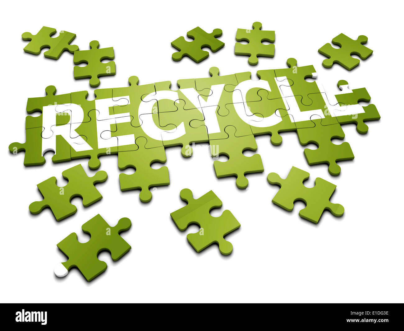 3d Recycle jigsaw puzzle Stock Photo Alamy
