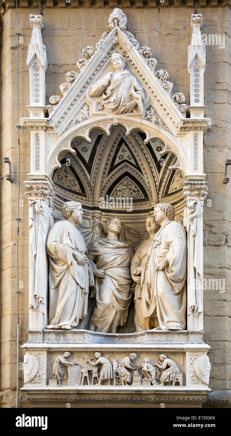 Statue of Quattro Santi Coronati, the sculptor Nanni di Banco. Church Or  San Michele ,Florence,Italy Stock Photo - Alamy