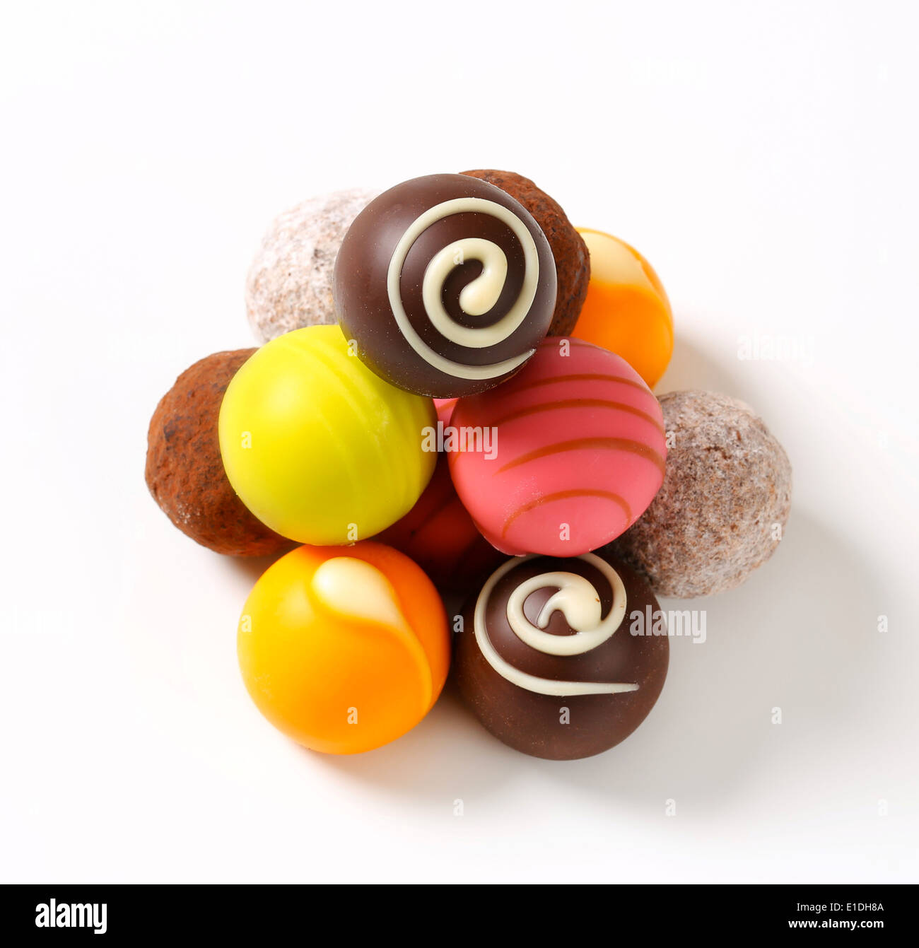 Assorted chocolate truffles and fruit ganache pralines Stock Photo Alamy