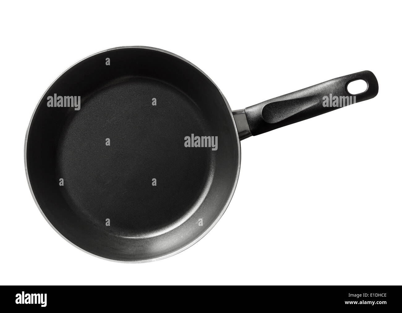 Modern black frying pan isolated on white background Stock Photo