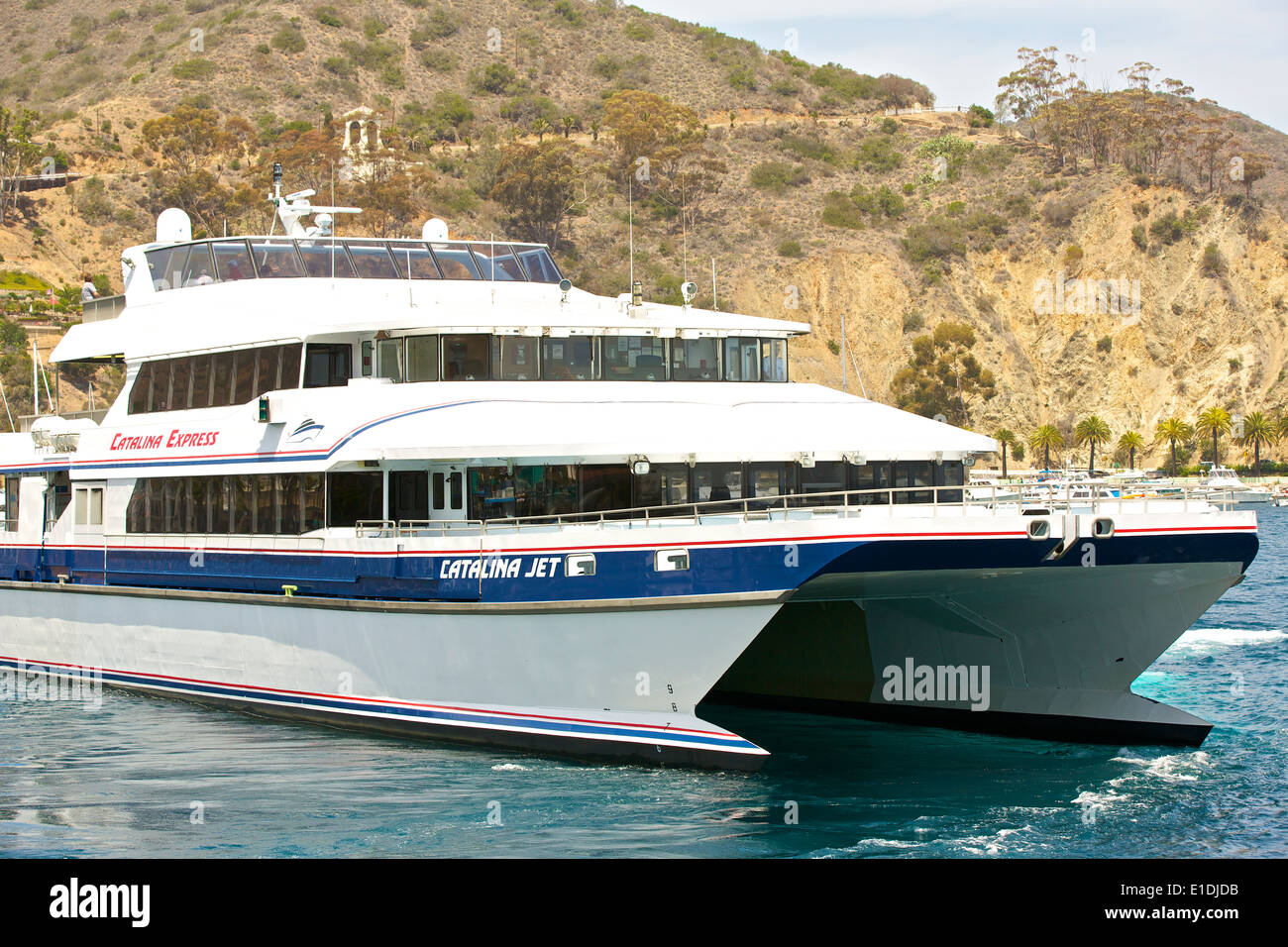 Catalina Express Ferry 'Catalina Jet'  Departs Avalon For Long Beach, California. Stock Photo