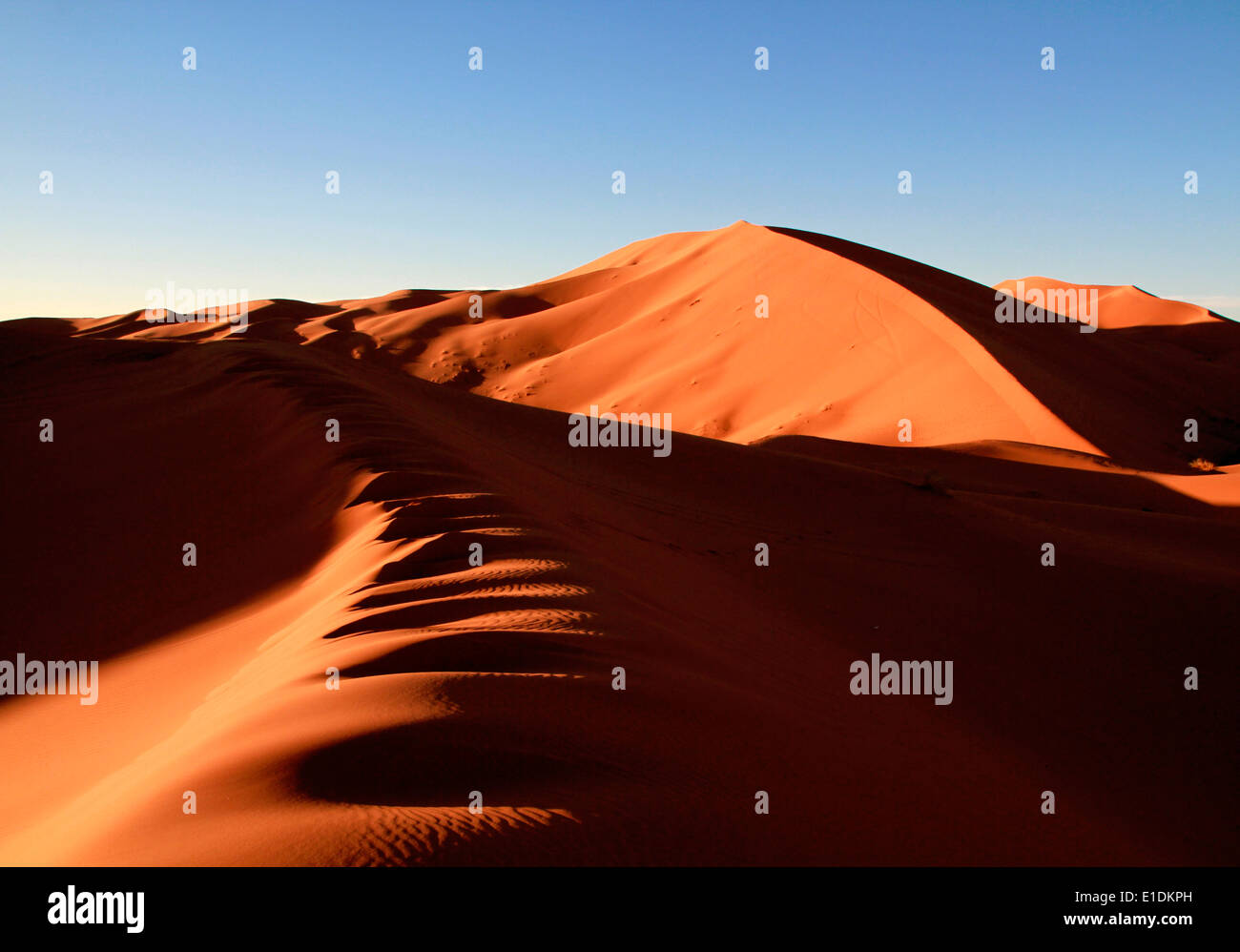 Erg Chebbi sand dunes in the Sahara desert near Merzouga, Morocco Stock Photo