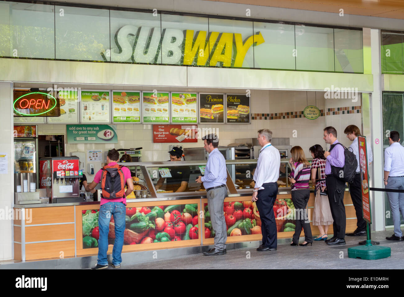 Brisbane Australia,Queensland CBD Central Business,District,Brisbane Square,Queen Street,subway,train,franchise,sandwich shop,food,restaurant restaura Stock Photo