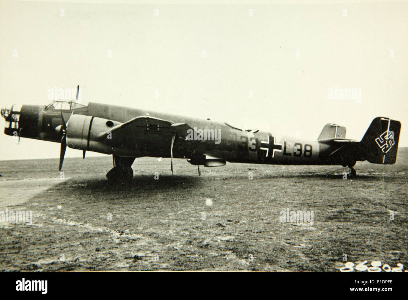 WW2 Propaganda photo of German Junkers JU 86 on tarmac