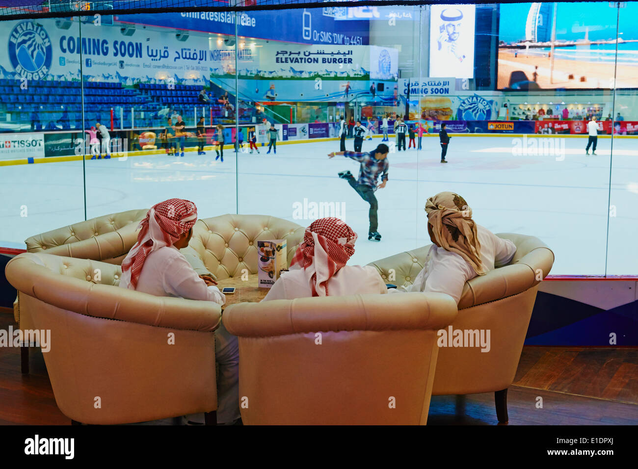 United Arab Emirates, Dubai, the Mall of the Emirates commercial center, ice rink Stock Photo