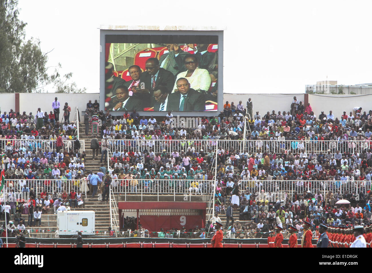 Nairobi, Kenya. 01st June, 2014. Kenyans attends the country’s 51 Independence day cerebrations at Nyayo National Stadium in Nairobi Kenyan capital, on June 1, 2014, June 1st is an annual cerebration to mark the freedom of the country from the British colonials in 1963, The cerebrations comes at a time Kenya has economic and insecurity challenges.  Credit:  Tom Maruko/PACIFIC PRESS/Alamy Live News Stock Photo
