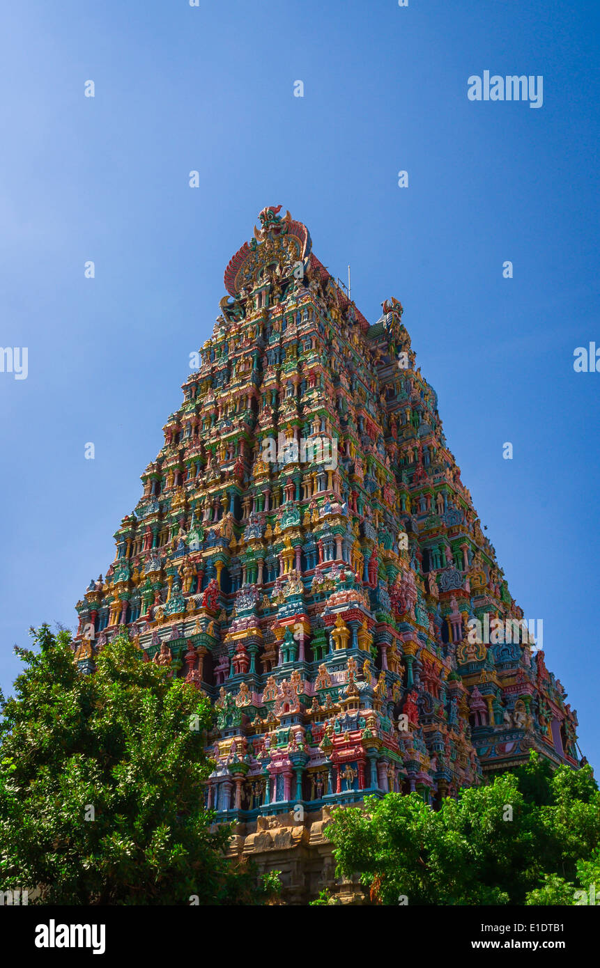 Meenakshi hindu temple in Madurai, Tamil Nadu, South India Stock Photo