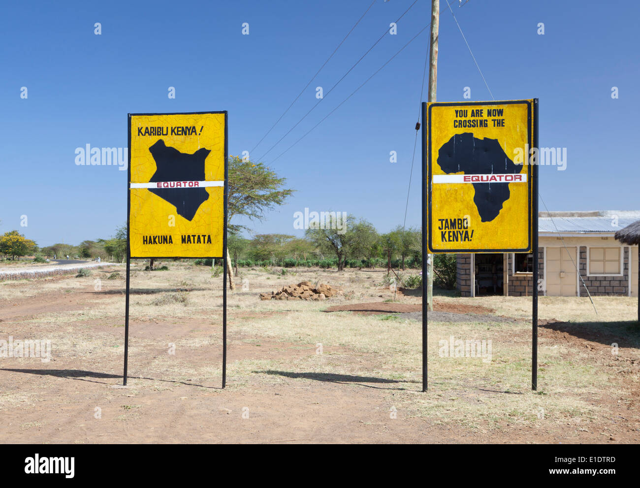 Famous signs when crossing the equator in Kenya Stock Photo Alamy