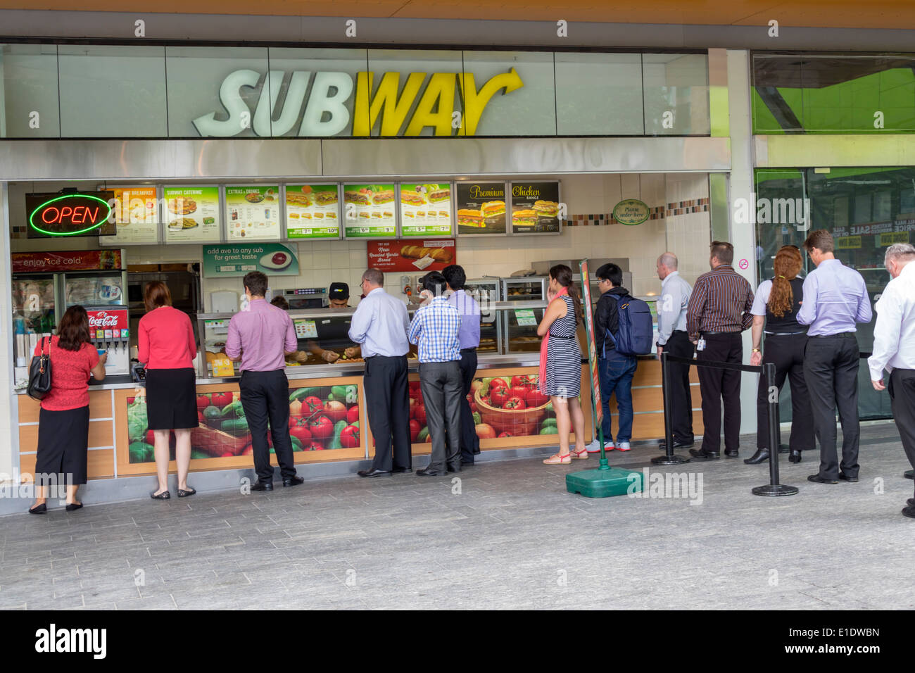 Brisbane Australia,Queensland CBD Central Business,District,Brisbane Square,Queen Street,subway,train,franchise,sandwich shop,food,restaurant restaura Stock Photo